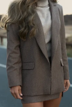 Damskie More'moi Marynarka Elise Brown Plaid