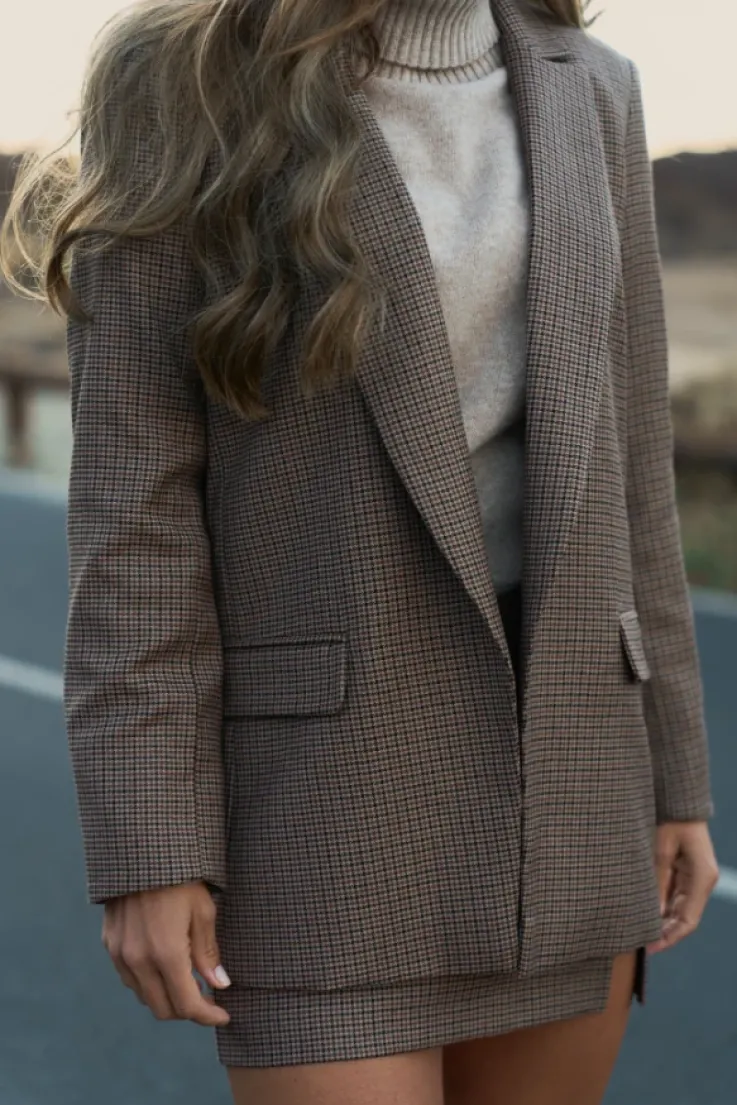 Damskie More'moi Marynarka Elise Brown Plaid
