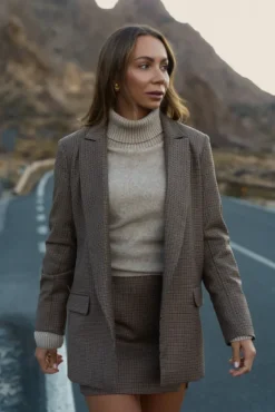 Damskie More'moi Marynarka Elise Brown Plaid