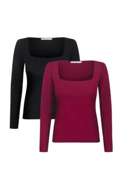 More'moi 2-Pack Bluzka Joy Black and Burgundy