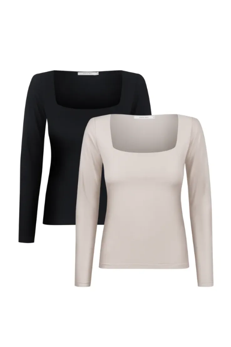 More'moi 2-Pack Bluzka Joy Oat and Black
