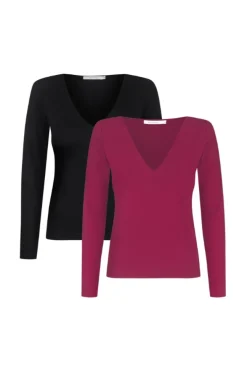 More'moi 2-Pack Bluzka Loulou Black and Burgundy