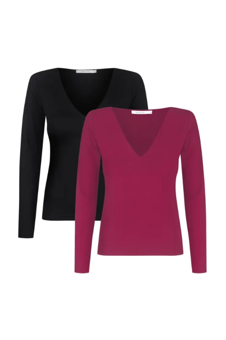 More'moi 2-Pack Bluzka Loulou Black and Burgundy