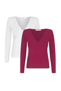 More'moi 2-Pack Bluzka Loulou Milky and Burgundy