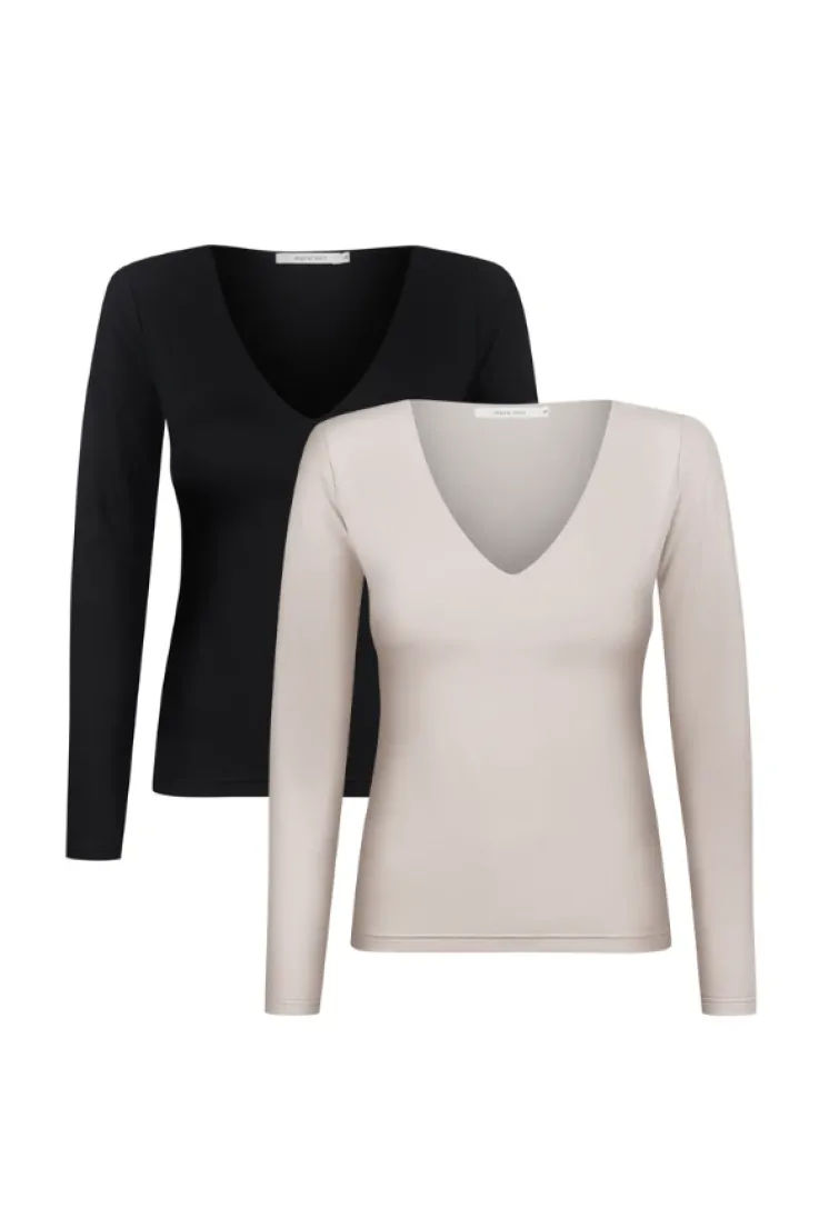 More'moi 2-Pack Bluzka Loulou Oat and Black