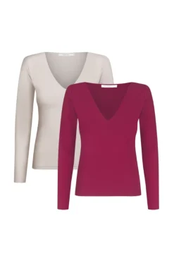More'moi 2-Pack Bluzka Loulou Oat and Burgundy