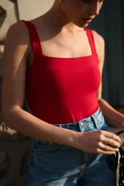 More'moi 2-Pack Top Caro Dark Mocha and Red