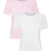 More'moi 2-Pack T-shirt Vicky White and Peony Pink