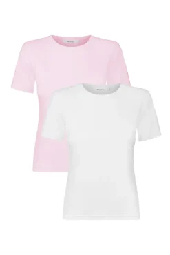 More'moi 2-Pack T-shirt Vicky White and Peony Pink